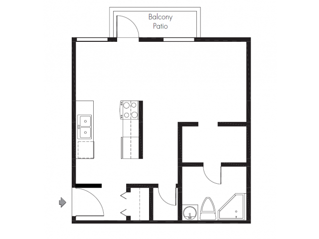 Floor plan for studio, 1 bath, 560 sqft
